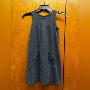 Lands' End Navy and White Dotted Dress